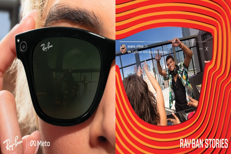 Man sieht die Ray Ban Stories Smart-Brille.